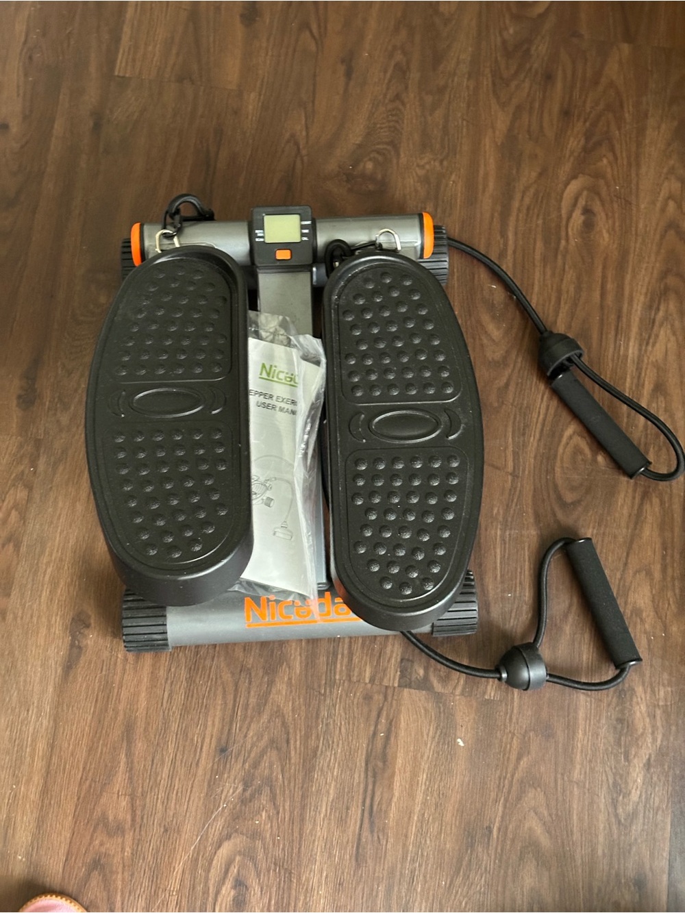 Gray and Black Mini Stepper with Resistance Bands - Home Fitness